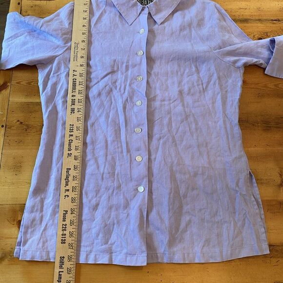 Vintage Forenza Linen Button Up Top 3/4 Sleeve Lagenlook Resort Wear Beach Sz 14 - Picture 6 of 6